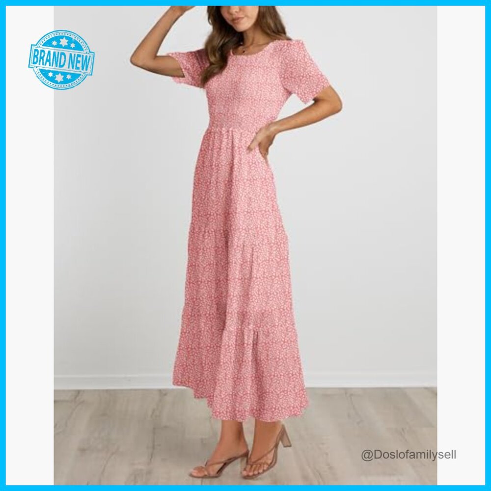 Bohemian Floral Maxi Dress Tiered Cocktail Elegant Summer Flowy - Picture 5 of 7